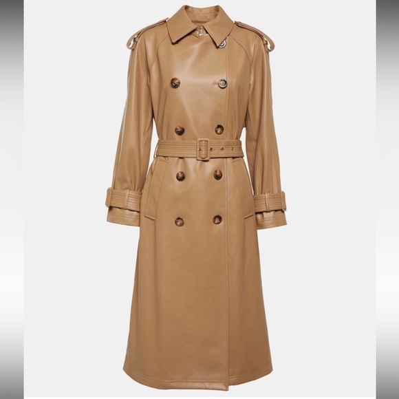 VERONICA BEARD Tan Conneley Faux Leather Trench Coat - Picture 11 of 12